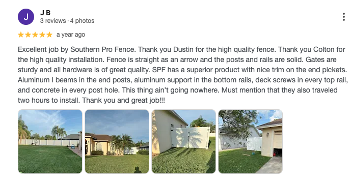 Fence project by Southern Pro Fence in Central Florida